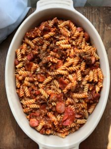 Step 1 Meat Lovers Pasta from www.ApronFreeCooking.com