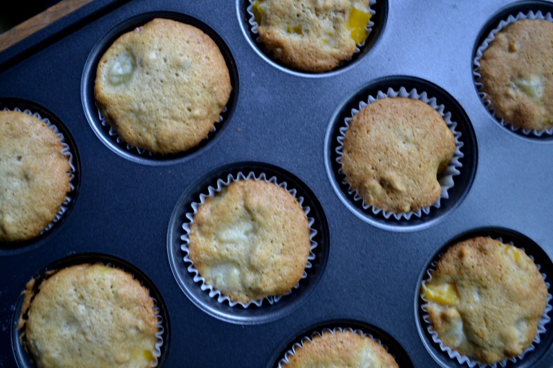 Fruit Cocktail Cake baked in a muffin tin from www.ApronFreeCooking.com