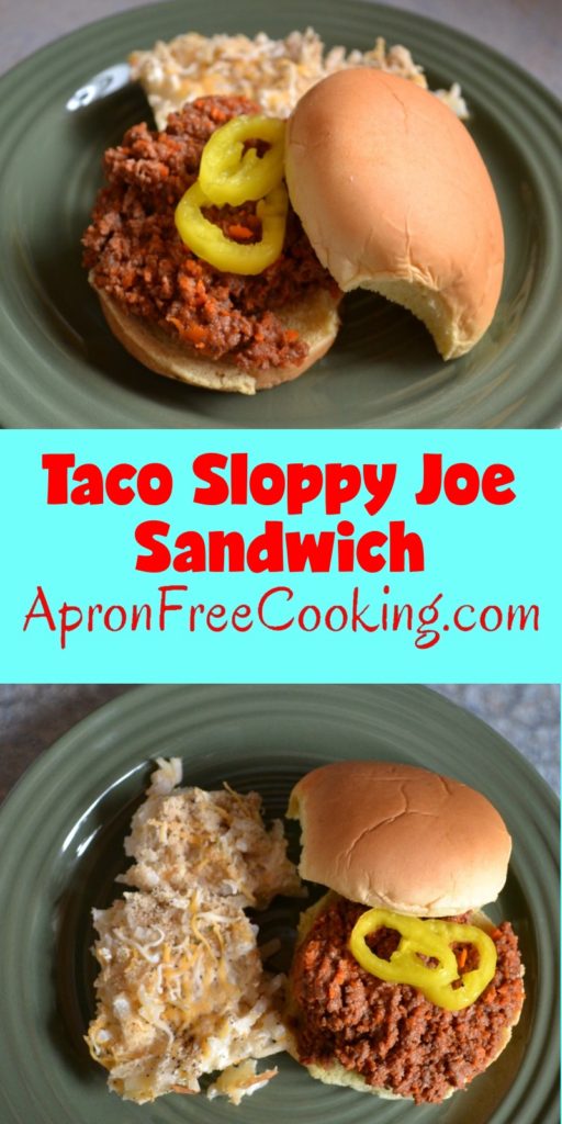 Taco Sloppy Joe Sandwich from www.ApronFreeCooking.com