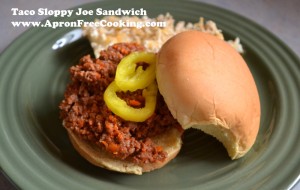 Taco Sloppy Joe Sandwich from www.ApronFreeCooking.com