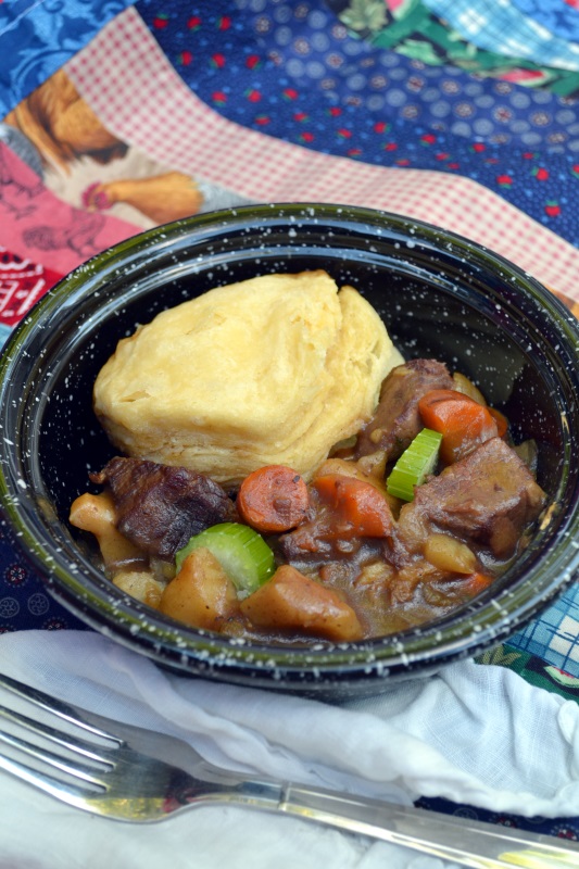 Slow Cooker Beef Stew and Biscuits