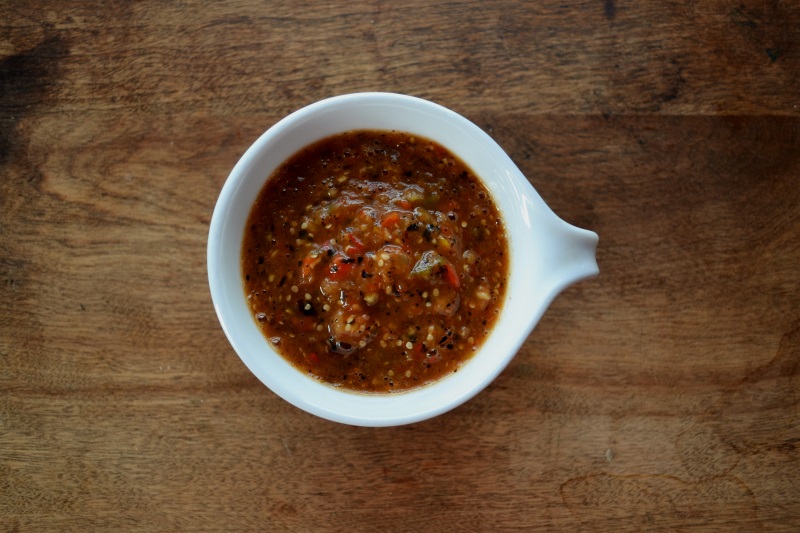 Nacho Grande Boat with Sweet Pepper Salsa from ApronFreeCooking.com