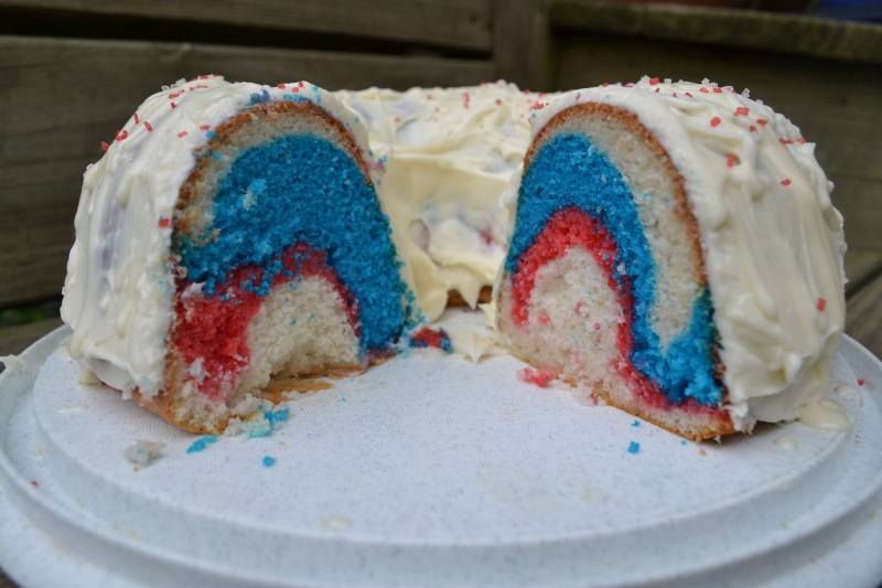 Red White Blue Swirl Bundt Cake from www.ApronFreeCooking.com