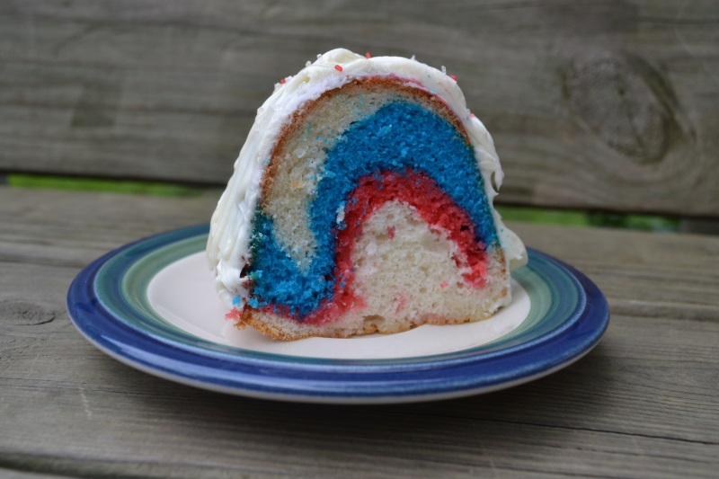 Red White Blue Swirl Bundt Cake from www.ApronFreeCooking.com