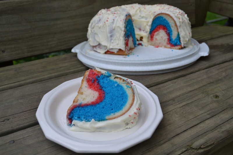 Red White Blue Swirl Bundt Cake 