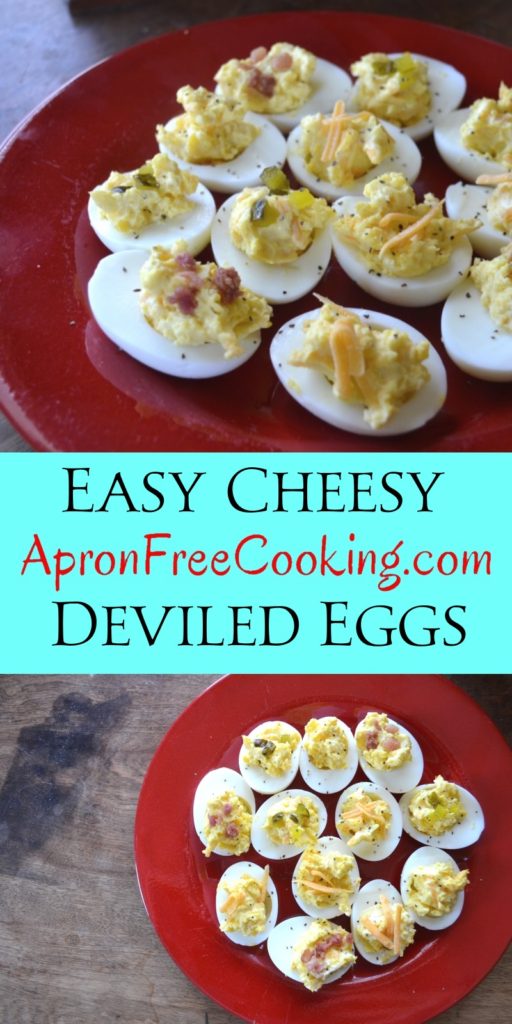 Easy Cheesy Deviled Eggs from www.ApronFreeCooking.com