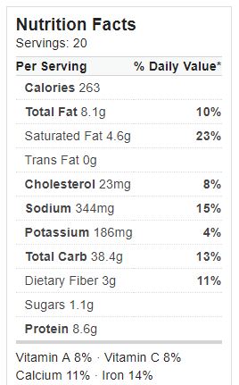 Layered Up Nacho Dip Nutrition Label