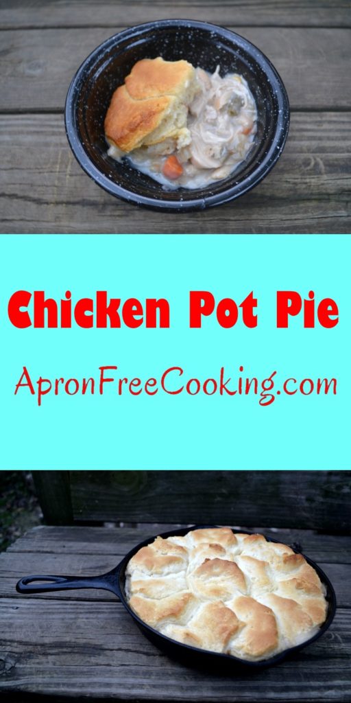 Chicken Pot Pie in cast iron skillet from www.ApronFreeCooking.com