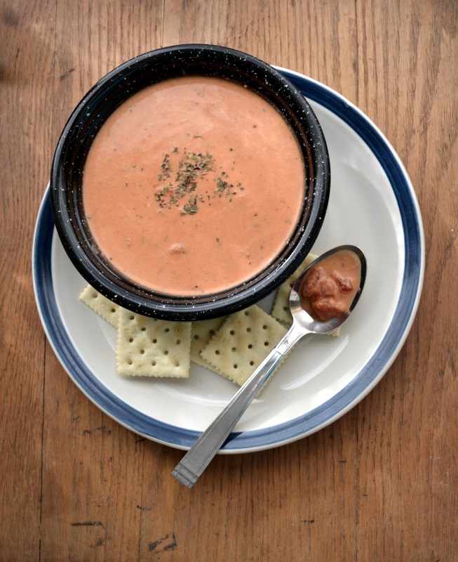 A bowl of Tomato Basil Super Soup 