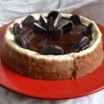 Peppermint Patty Cheesecake on red plate