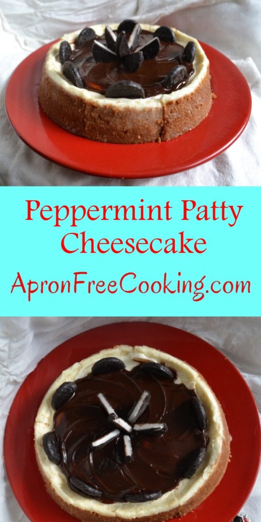 Peppermint Patty Cheesecake on red plate