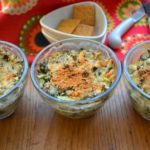 Spinach Artichoke Individual Appetizers in glass bowls
