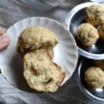 Banana Tea Muffins on a white plate ready to eat with afternoon tea. from www.ApronFreeCooking.com