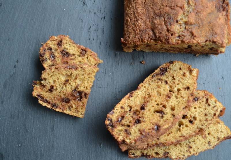 Cappuccino Coffee Bread with a cup of coffee on slate from www.ApronFreeCooking.com