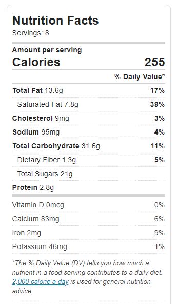 Valentine Cheesecake Nutrition