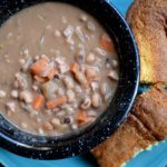 Ham and Bean Soup for Two with cornbread on the side from www.ApronFreeCooking.com