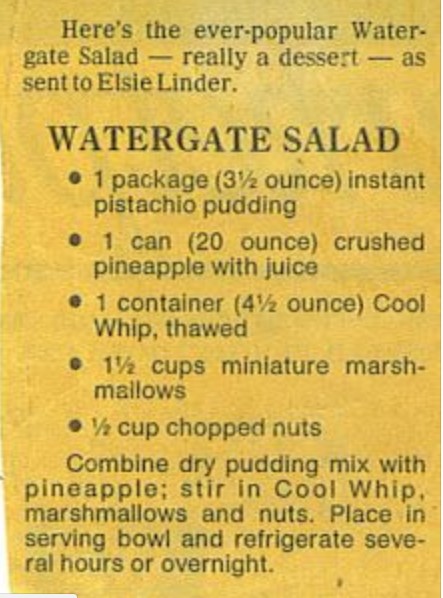 Watergate Salad Newspaper clipping