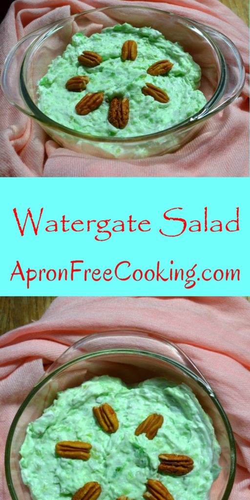 Vintage recipe for Watergate Salad Pinned from www.ApronFreeCooking.com