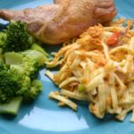 Grandmas Chicken Noodle Casserole with corn flake topping from www.ApronFreeCooking.com