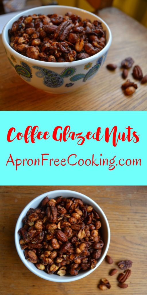close up of Coffee Glazed Nuts Pin from www.ApronFreeCooking.com