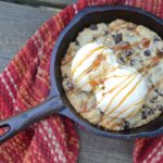 Chocolate Chip Skillet Cookie in cast iron skillet from www.ApronFreeCooking.com