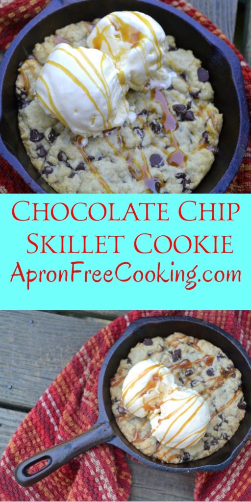 Chocolate Chip Skillet Cookie Pin from www.ApronFreeCooking.com