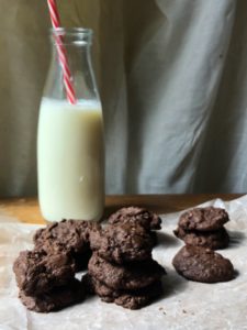 Death by Chocolate Mason Jar Cookies with a bottle of milk from www.ApronFreeCooking.com