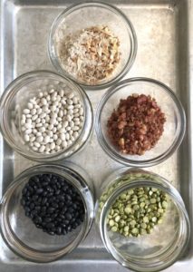 Mason Jar Bean Soup Mix Ingredients pre measured in glass containers