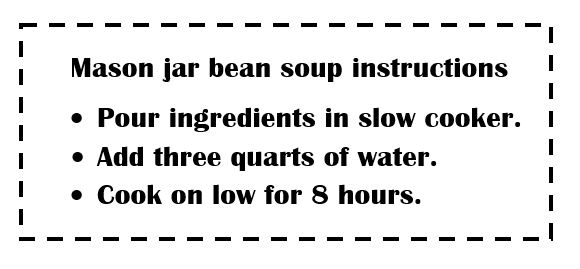 Mason Jar Bean Soup Mix Instructions from www.ApronFreeCooking.com