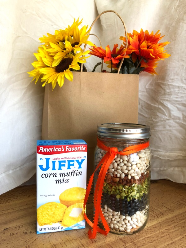 Mason Jar Bean Soup Mix Packaged for gift giving from www.ApronFreeCooking.com