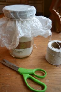 Mason Jar Brownies Wrapping materials string wax paper and scissors from www.ApronFreeCooking.com