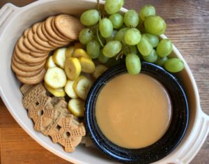 Homemade Dulce de Leche Caramel Dip with dippers from www.ApronFreeCooking.com