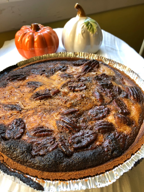 Pecan topped sweet potato pie from www.ApronFreeCooking.com