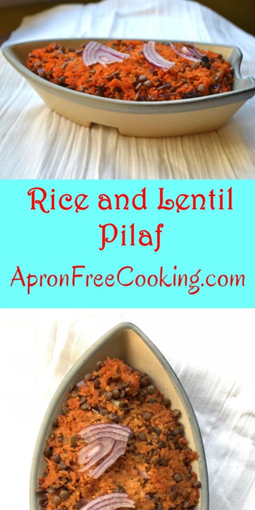 Rice and Lentil Pilaf Pin from www.ApronFreeCooking.com