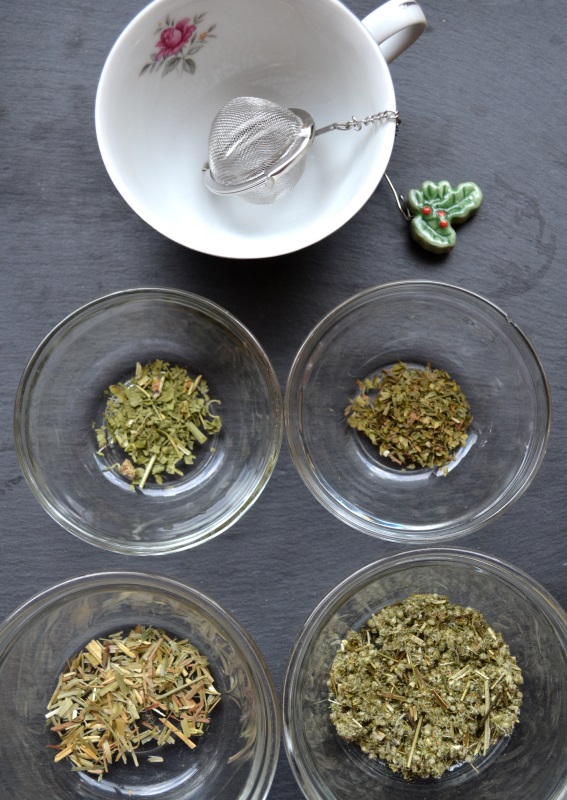 Sweet Dreams Tea ingredients measured out in glass bowls from www.ApronFreeCooking.com