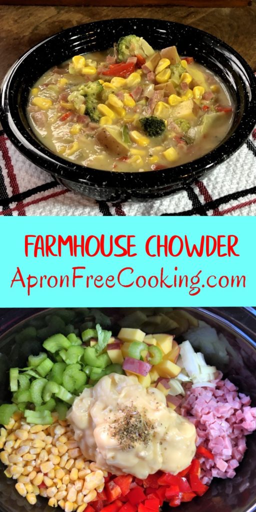 Farmhouse Chowder vintage recipe for crockpot soup from www.ApronFreeCooking.com