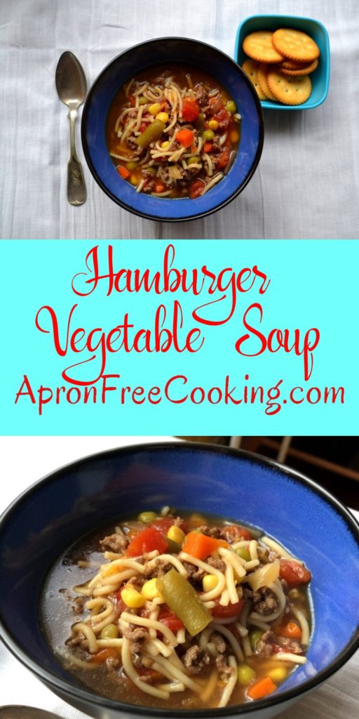 Hamburger Vegetable soup pin from www.ApronFreeCooking.com 