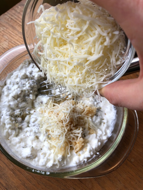 Herbal Cheese Dip Step 4 add mozzarella