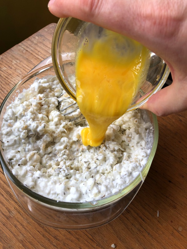Herbal Cheese Dip Step 5 add beaten egg