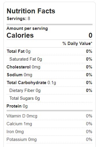 Blue Moon Herbal Tea Nutrition