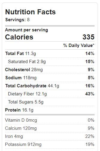 Confetti Bean Salad Nutrition