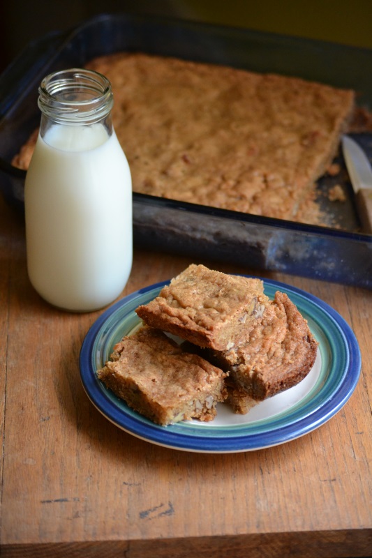 chewy pecan cookie bars from www.ApronFreeCooking.com