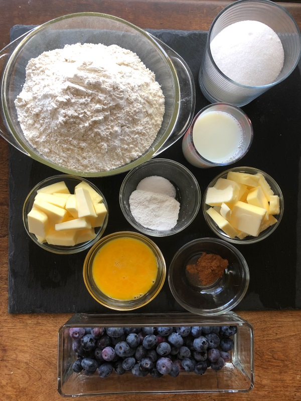 Blueberry Buckle Ingredients in a collage 