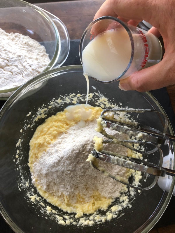 Step 7: Alternate flour mixture  with milk 