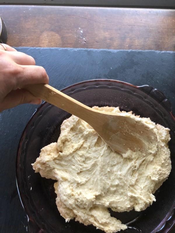 Step 11: spread blueberry buckle batter in 9 inch baking pan